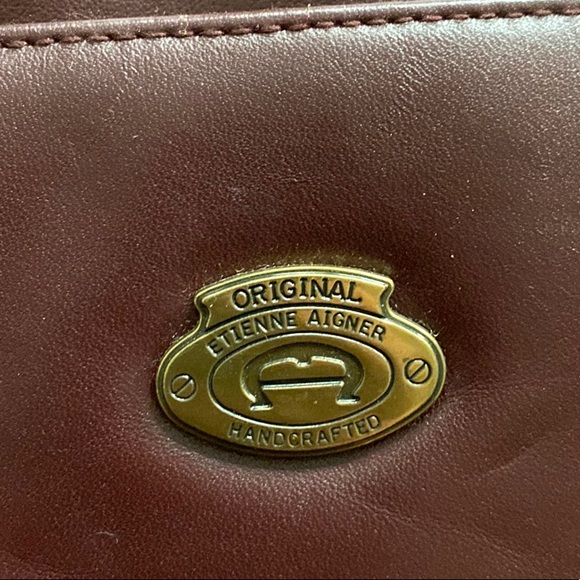 70s VINTAGE ETIENNE AIGNER BRAND 100% LEATHER BRIEFCASE WORK SLIM SHOULDER BAG - Picture 4 of 7